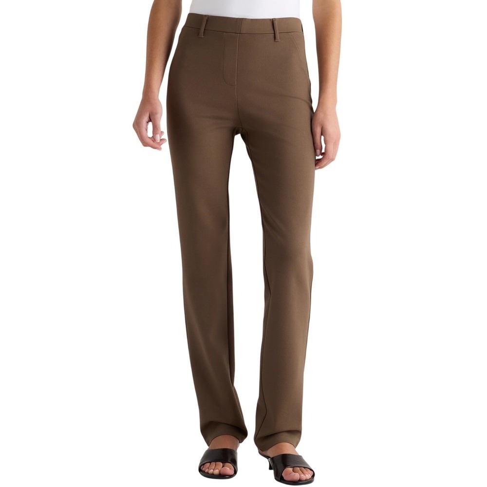 NWT Quince Ultra-Stretch Ponte Straight Leg Pants M 30" Dark Baltic Brown